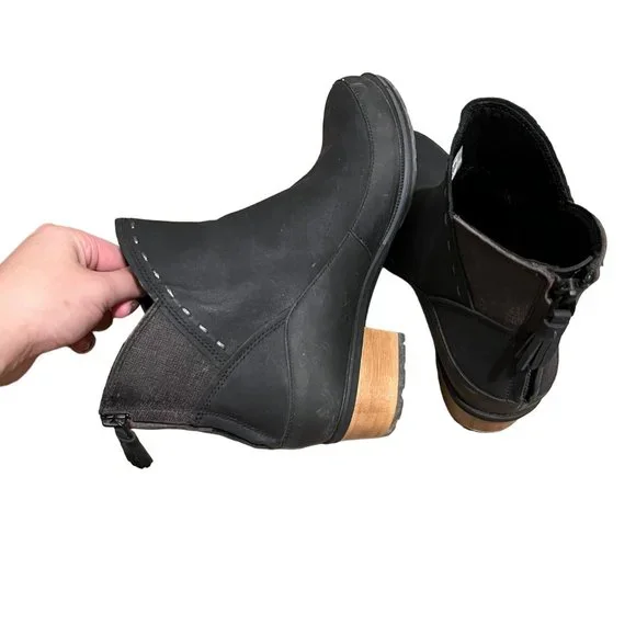 Chaco Cataluna Mid Black Charcoal Waterproof Leather Boots Size 7.5 Womens - Picture 4 of 7